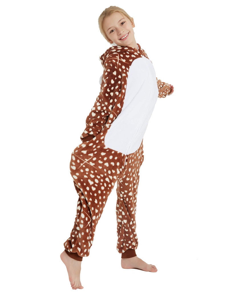 CASABACO Kid Reindeer Onesie Pajamas Deer Christmas Halloween Costume Boy Girl Animal Onepiece, Dot Deer, 140cm - Image 4